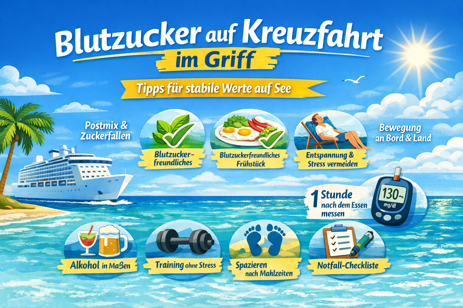 Blutzucker auf Kreuzfahrt im Griff – Tipps für stabile Werte auf See